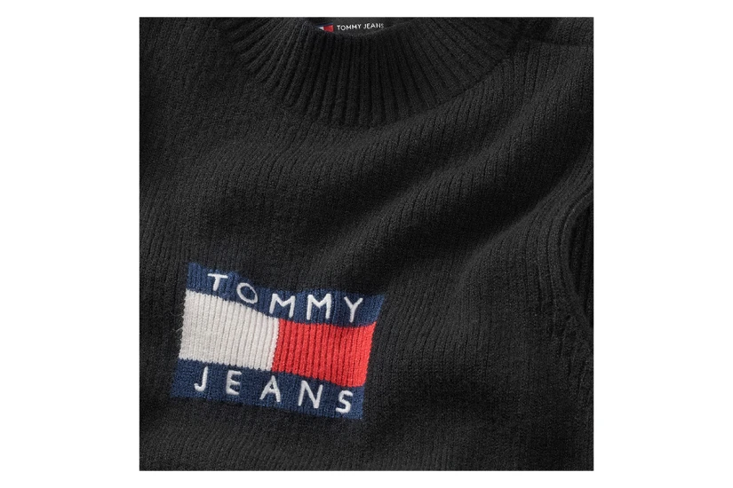 Tommy Jeans Center Flag Sweater Γυναικείο Αμάνικο Φόρεμα Mini