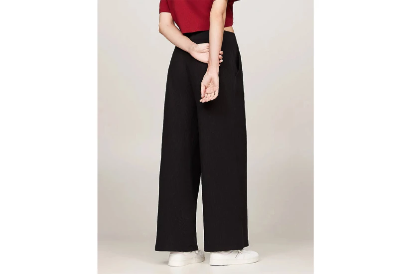 Tommy Jeans Ottoman Pleated Γυναικείο Παντελόνι Φόρμας Μαύρο