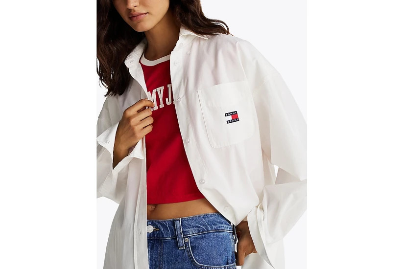 Tommy Jeans Γυναικείο Μακρυμάνικο Πουκάμισο Λευκό