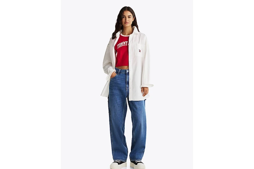 Tommy Jeans Γυναικείο Μακρυμάνικο Πουκάμισο Λευκό