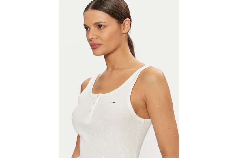 Tommy Jeans Γυναικεία Αμάνικη Μπλούζα Λευκή