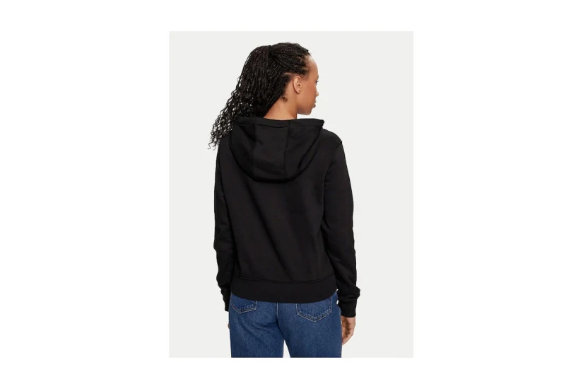 Tommy Jeans Brushed Fleece Γυναικεία Βαμβακερή Ζακέτα με Κουκούλα Μαύρη