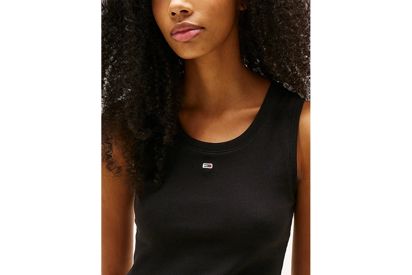Tommy Jeans Essential Γυναικεία Αμάνικη Μπλούζα Μαύρη