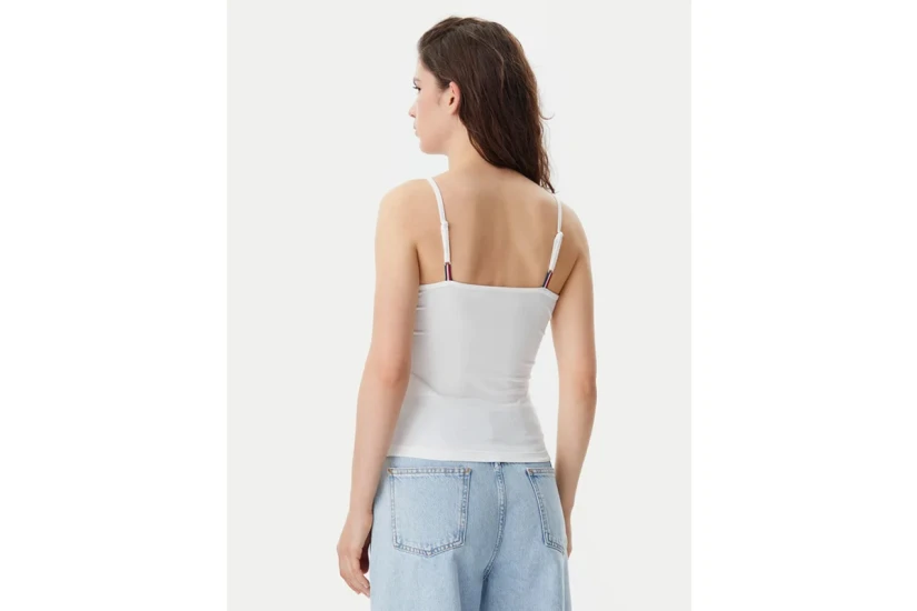 Tommy Jeans Essential Logo Strap Γυναικεία Αμάνικη Μπλούζα Εκρού