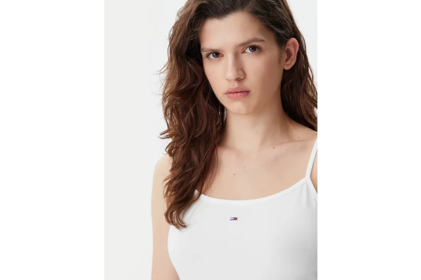 Tommy Jeans Essential Logo Strap Γυναικεία Αμάνικη Μπλούζα Εκρού