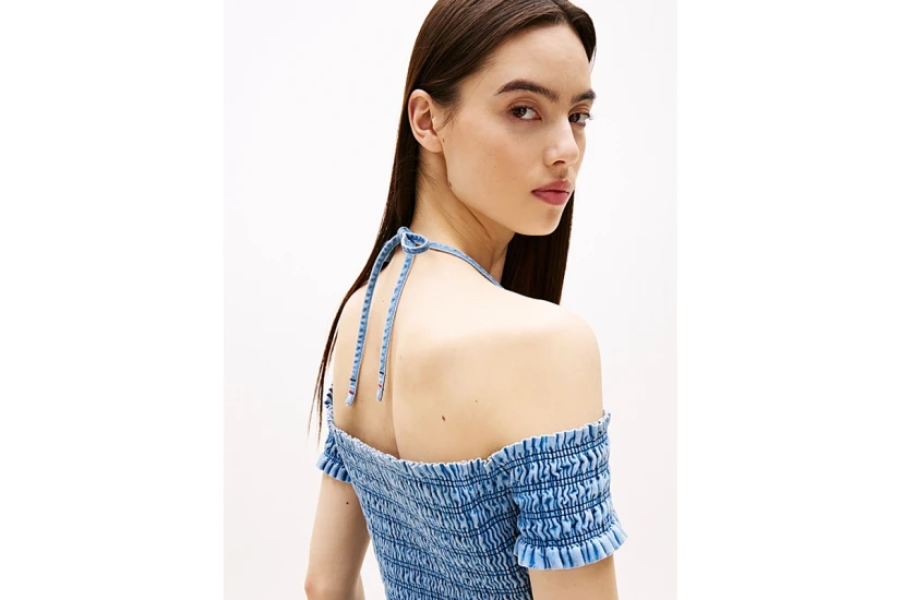 Tommy Jeans Chambray Fit And Flare Γυναικείο Τζιν Φόρεμα Mini