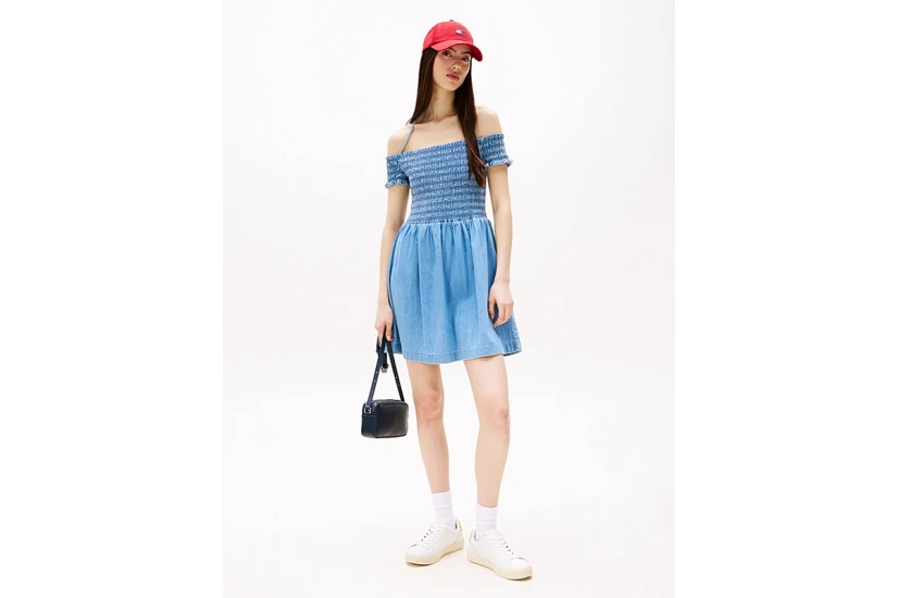 Tommy Jeans Chambray Fit And Flare Γυναικείο Τζιν Φόρεμα Mini