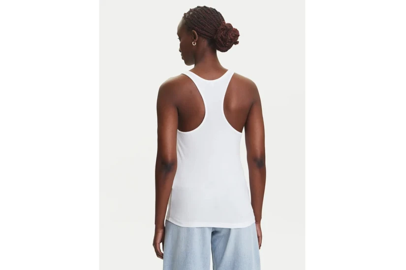 Tommy Jeans Soft Rib Γυναικεία Αμάνικη Μπλούζα Εκρού