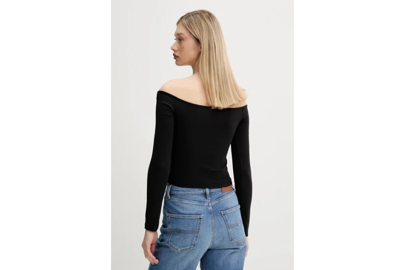 Tommy Jeans Essential Slim Fit Γυναικεία Μακρυμάνικη Μπλούζα Μαύρη