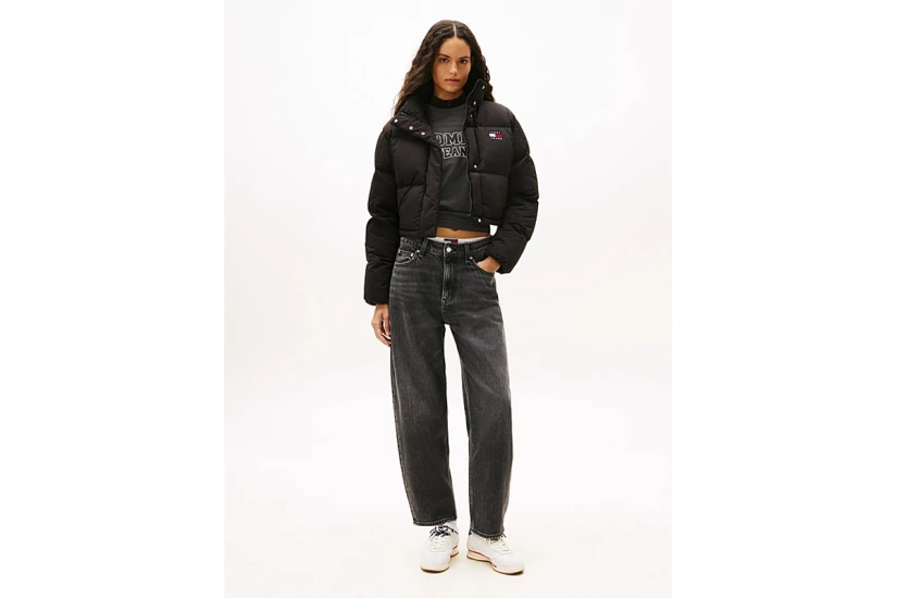 Tommy Jeans Down Cropped Alaska Γυναικείο Μπουφάν Puffer Μαύρο