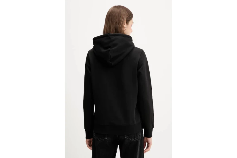 Tommy Jeans Linear Logo Fleece Γυναικείο Φούτερ με Κουκούλα Μαύρο