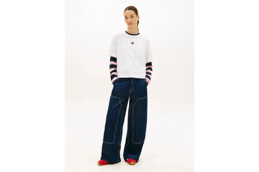 Tommy Jeans Boxy Badge Γυναικείο Κοντομάνικο T-Shirt Εκρού