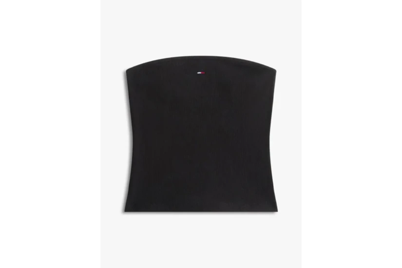 Tommy Jeans Slim Bandeau Rib Γυναικείο Αμάνικο Top Μαύρο