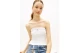 Tommy Jeans Slim Bandeau Rib Γυναικείο Αμάνικο Top Εκρού