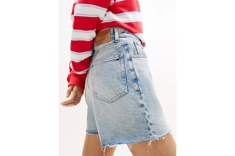 Tommy Jeans Faded Straight Leg Mom Γυναικείο Τζιν Σορτς Γαλάζιο