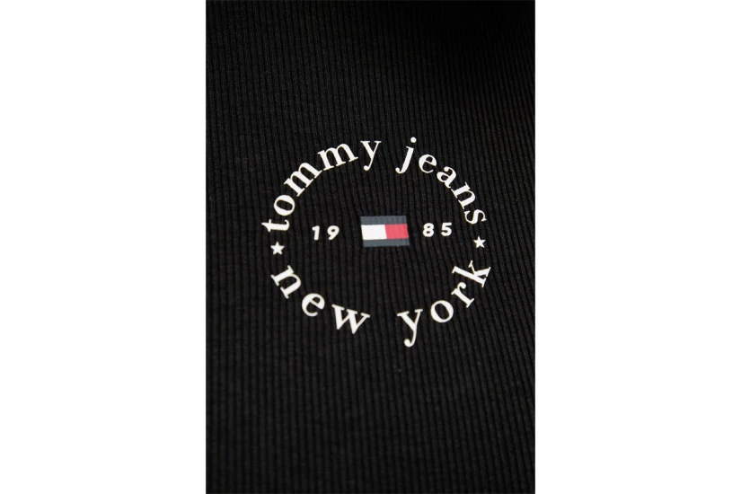 Tommy Jeans Slim Essential Logo Rib Γυναικείο Κοντομάνικο T-Shirt Μαύρο