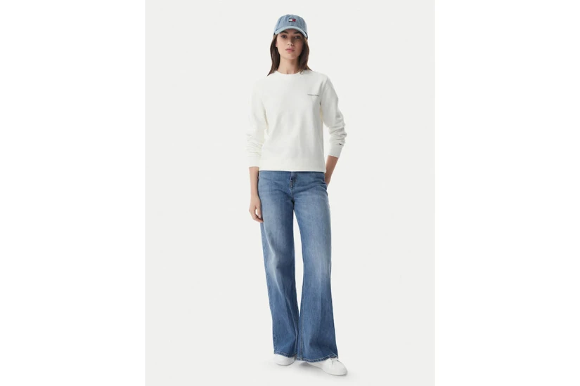Tommy Jeans Γυναικείο Μακρυμάνικο Φούτερ Εκρού