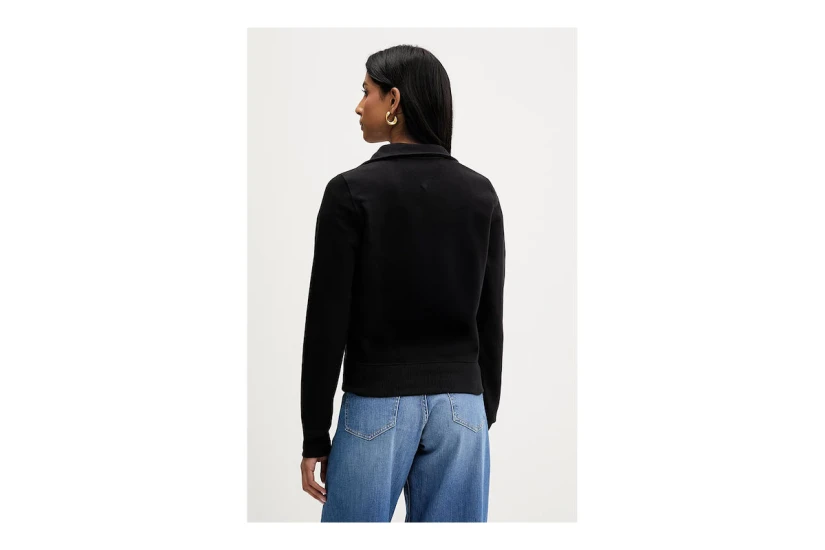 Tommy Jeans Slim S Flag 1-4 Zip Mockneck Γυναικεία Μακρυμάνικη Μπλούζα με Φερμουάρ Μαύρη