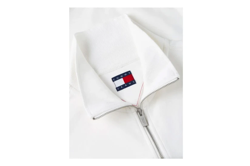 Tommy Jeans Boxy Γυναικεία Μακρυμάνικη Μπλούζα με Φερμουάρ Εκρού