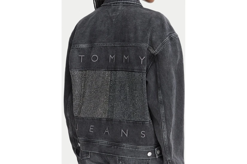 Tommy Jeans Back Rhinestone Logo Μπουφάν Τζιν Γυναικείο (DW0DW23574 1BZ)