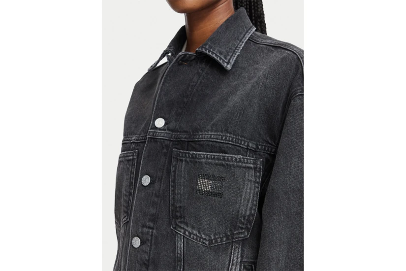 Tommy Jeans Back Rhinestone Logo Μπουφάν Τζιν Γυναικείο (DW0DW23574 1BZ)