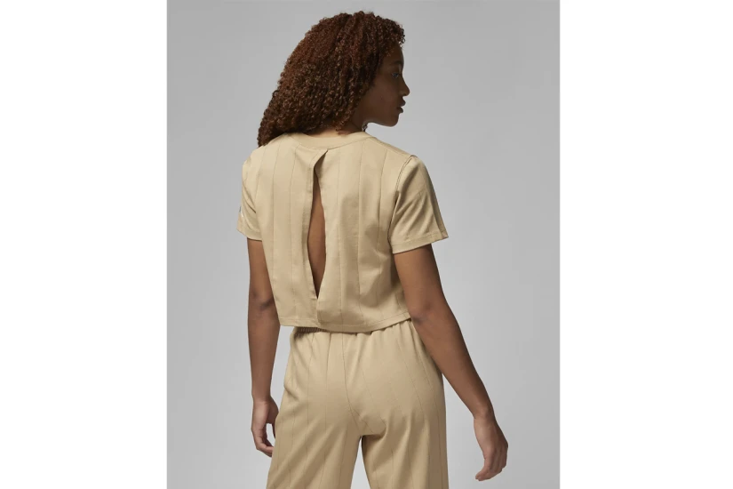 Jordan Γυναικεία Κοντομάνικη Crop Top Μπλούζα Nude
