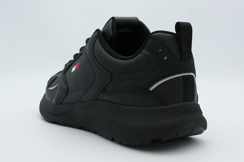 Tommy Jeans Leather Runner Ανδρικά Sneakers Μαύρα