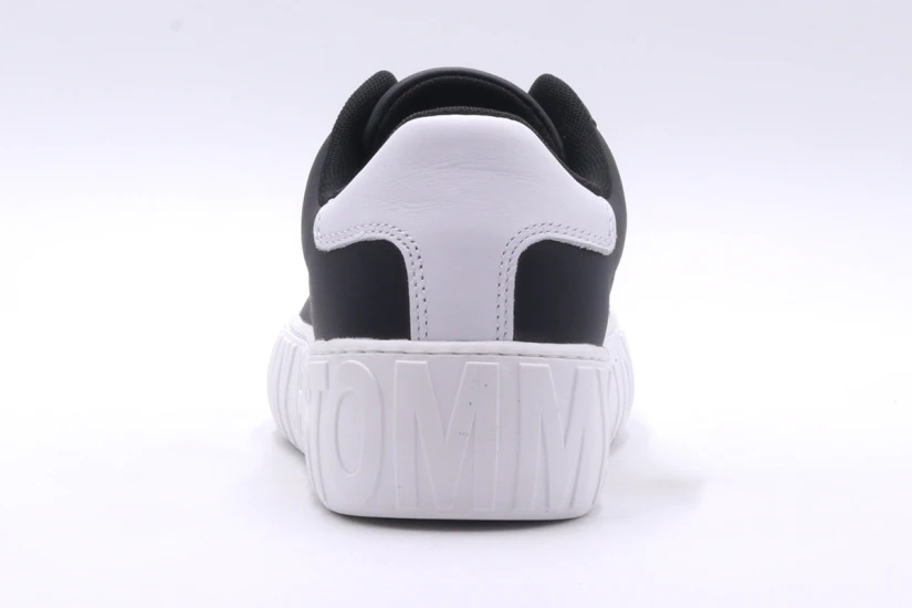 Tommy Jeans Leather Δερμάτινα Γυναικεία Παπούτσια Μαύρα, Λευκά