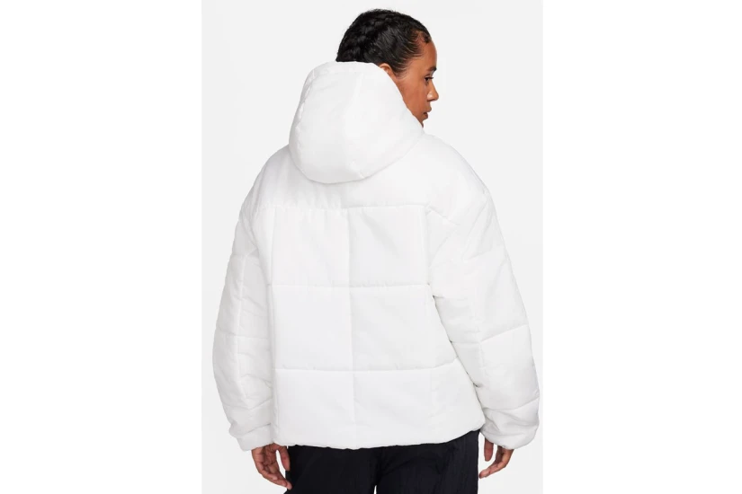 Nike Classic Puffer Γυναικείο Puffer Μπουφάν με Κουκούλα Λευκό