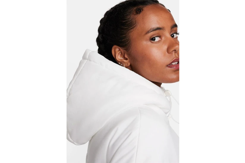 Nike Classic Puffer Γυναικείο Puffer Μπουφάν με Κουκούλα Λευκό