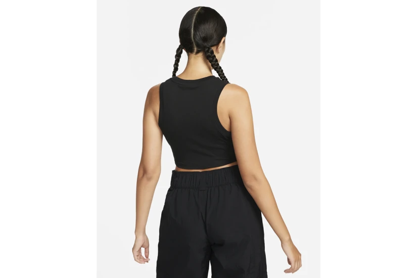 Nike Sportswear Chill Knit Γυναικείο Αμάνικο Crop Top Μαύρο