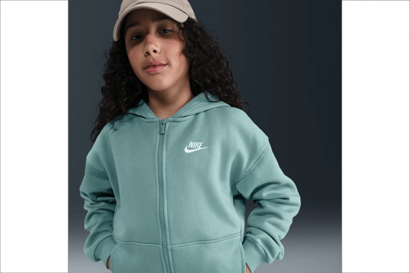 Nike Sportswear Club Fleece Παιδική Ζακέτα με Κουκούλα Οινοπνευματί