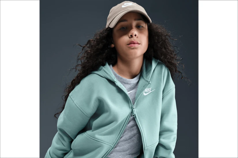 Nike Sportswear Club Fleece Παιδική Ζακέτα με Κουκούλα Οινοπνευματί