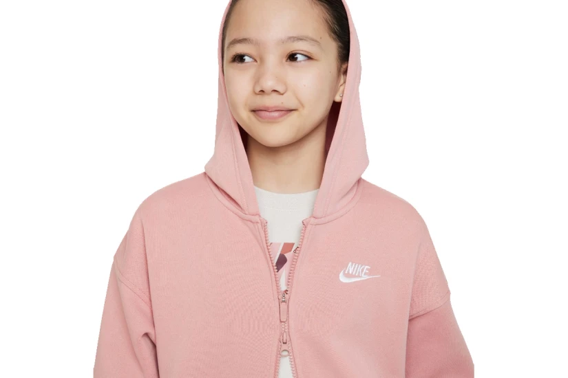 Nike Sportswear Club Fleece Παιδική Ζακέτα με Κουκούλα Ροζ