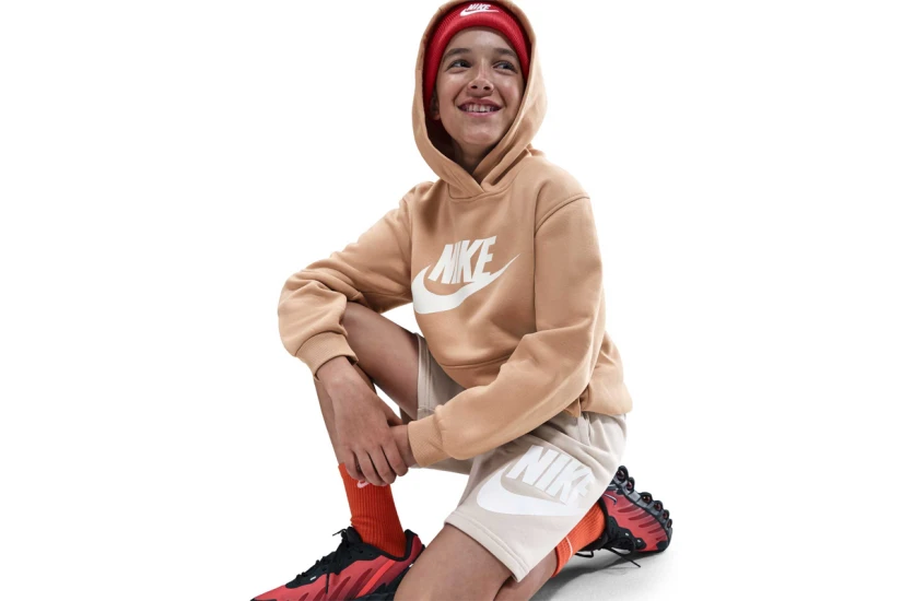 Nike Sportswear Club Fleece Παιδικό Φούτερ με Κουκούλα Μπεζ