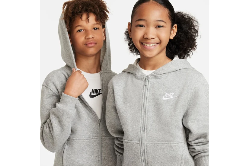 Nike Sportswear Club Fleece Παιδική Ζακέτα με Κουκούλα Γκρι