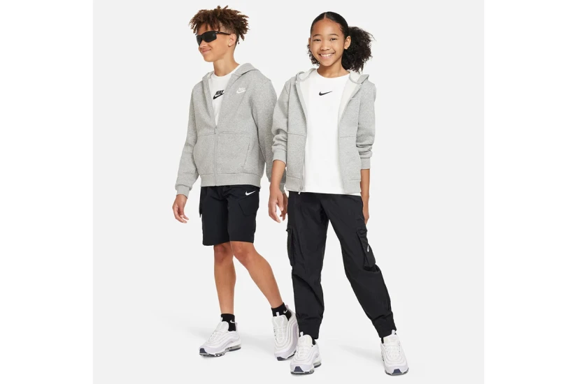 Nike Sportswear Club Fleece Παιδική Ζακέτα με Κουκούλα Γκρι