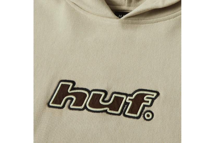 Huf Logo Applique Fleece Ανδρικό Φούτερ Με Κουκούλα Μπεζ