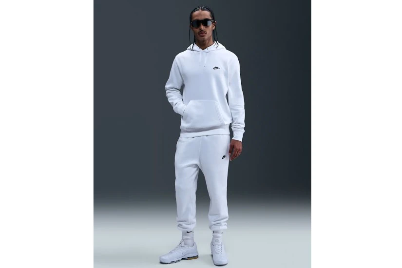 Nike Club Fleece Ανδρικό Φούτερ Με Κουκούλα Λευκό