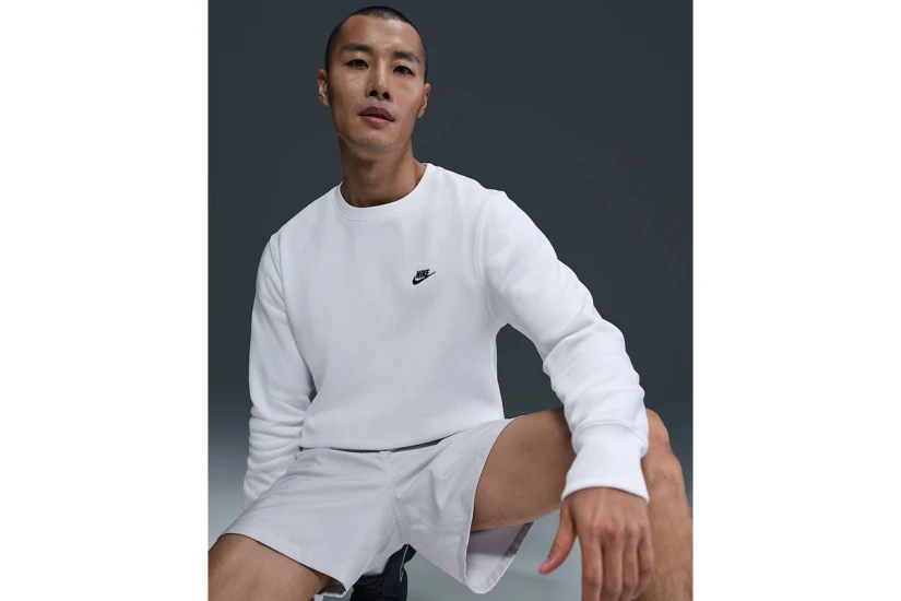 Nike Club Fleece Ανδρική Μακρυμάνικη Μπλούζα Λευκή
