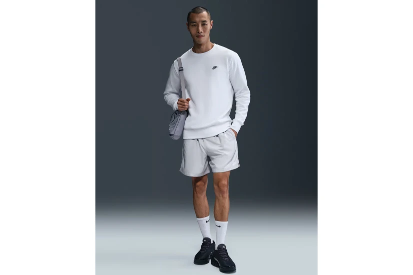 Nike Club Fleece Ανδρική Μακρυμάνικη Μπλούζα Λευκή