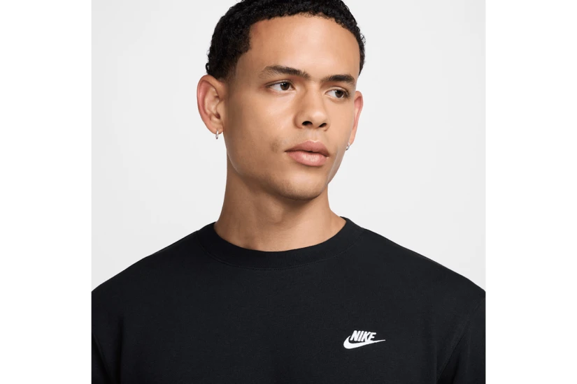 Nike Club French Terry Ανδρική Μακρυμάνικη Μπλούζα Μαύρη
