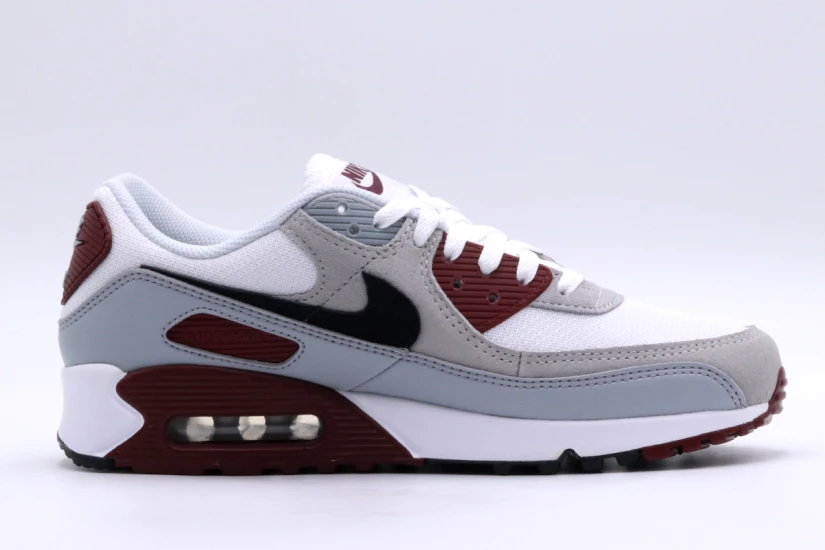 Nike Air Max 90 Ανδρικά Sneakers Λευκά, Γκρι, Μαύρα, Μπορντό
