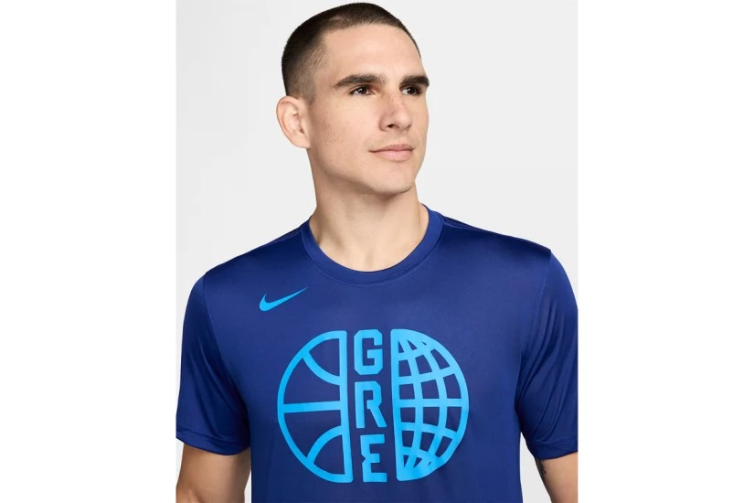 Nike Greece Practice Ανδρικό Κοντομάνικο T-Shirt Ρουά, Γαλάζιο