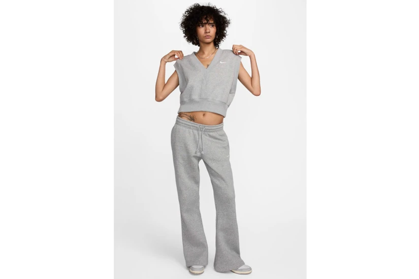 Nike Phoenix Fleece V-Neck Cropped Γυναικεία Αμάνικη Μπλούζα