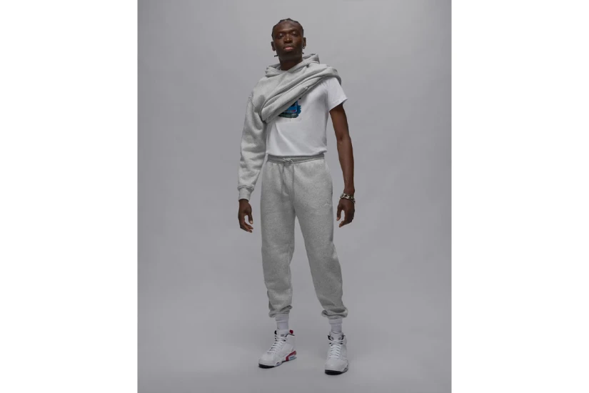 Jordan Brooklyn Fleece Ανδρικό Παντελόνι Φόρμας Γκρι Ανοιχτό