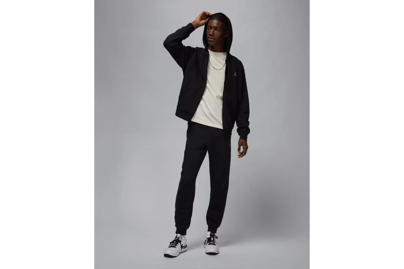 Jordan Brooklyn Fleece Ανδρική Ζακέτα με Κουκούλα Μαύρη