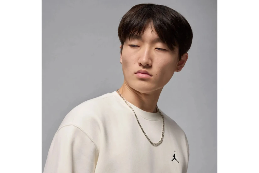 Jordan Brooklyn Fleece Ανδρική Μακρυμάνικη Μπλούζα Λευκή
