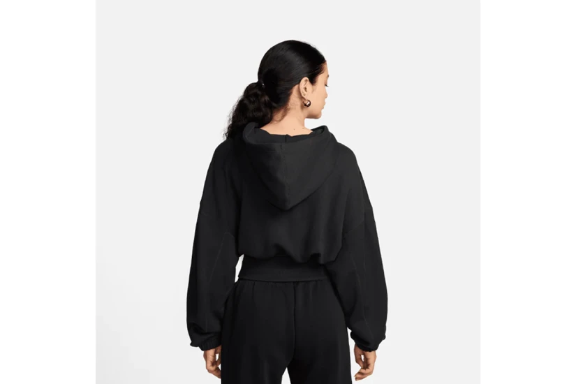 Nike French Terry Crop Γυναικείο Φούτερ Με Κουκούλα Μαύρο