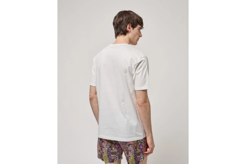 Gianni Lupo Patterened Chest Pocket Ανδρικό Κοντομάνικο T-Shirt Λευκό